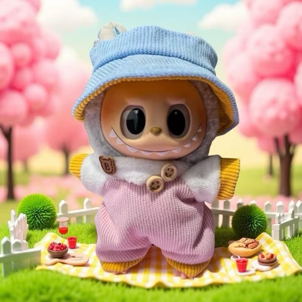 Charming Plush Toy with Blue Hat and Pink Outfit
